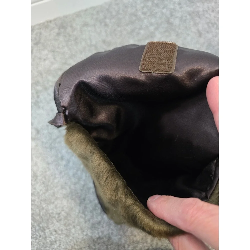 Bearington Baby Collection Brown Faux Fur Plush Satin Lined Handbag Bag